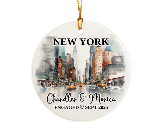 New York Engagement Ornament Custom Gift Souvenir Bauble Present