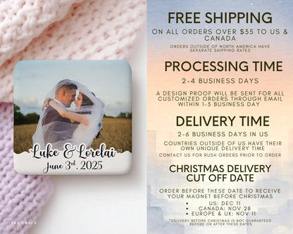 Wedding Magnet Custom Personalized Gift Souvenir Present. Free Shipping