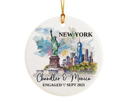 New York Engagement Ornament Custom Gift Souvenir Bauble Present