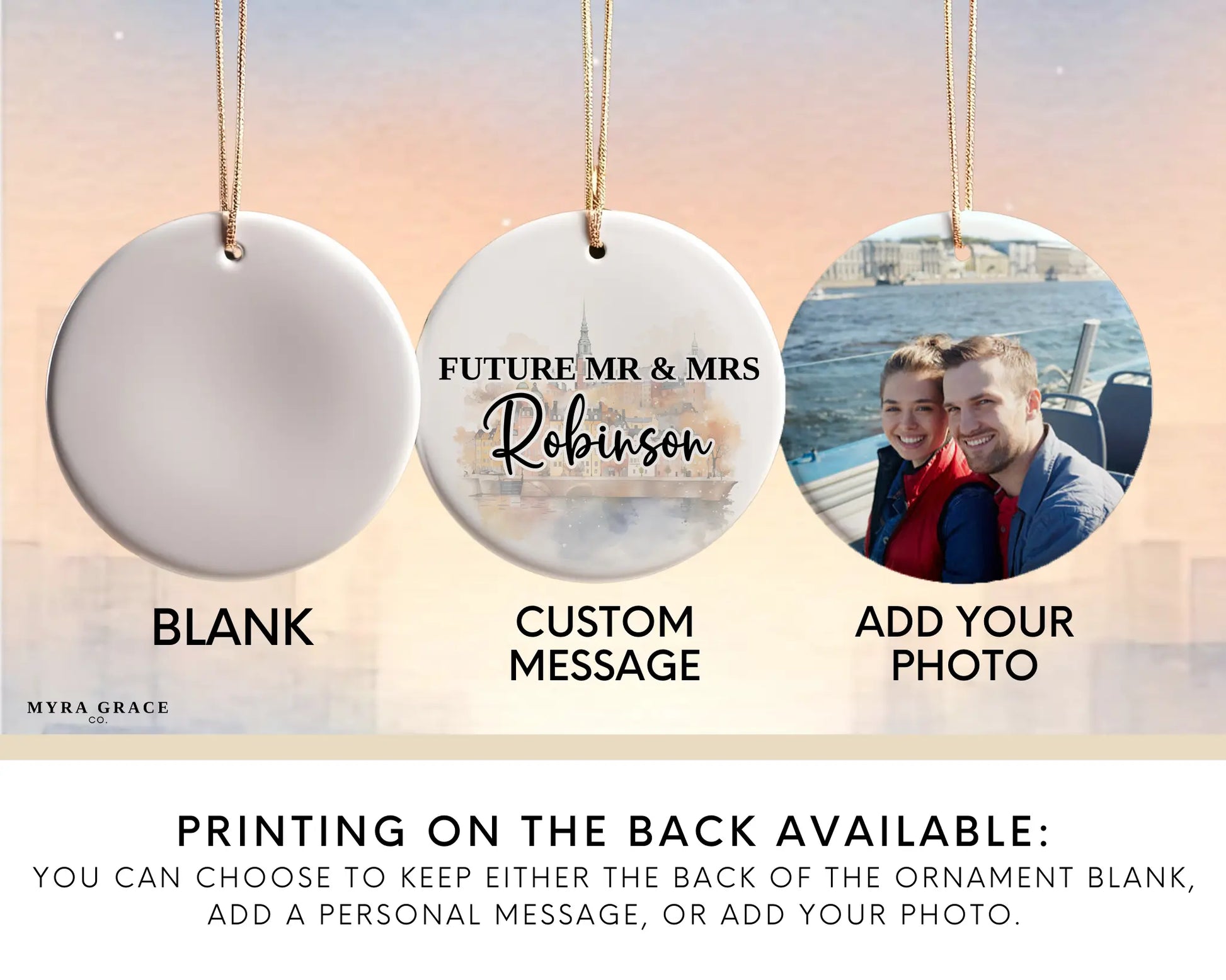 Stockholm Engagement Ornament Custom Gift Souvenir Bauble Present. Add your photo. Photo ornament