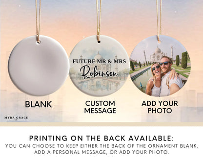 Taj Mahal Engagement Ornament Custom Gift Souvenir Bauble Present. Add your photo. Photo ornament