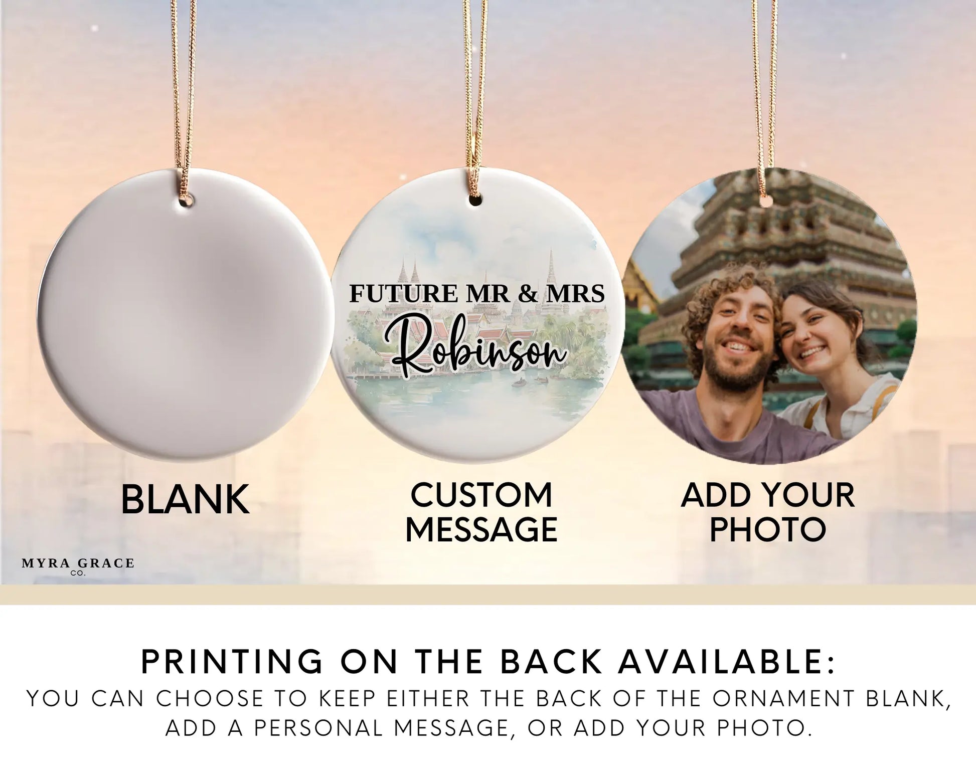 Thailand Engagement Ornament Custom Gift Souvenir Bauble Present. Add your photo. Photo ornament