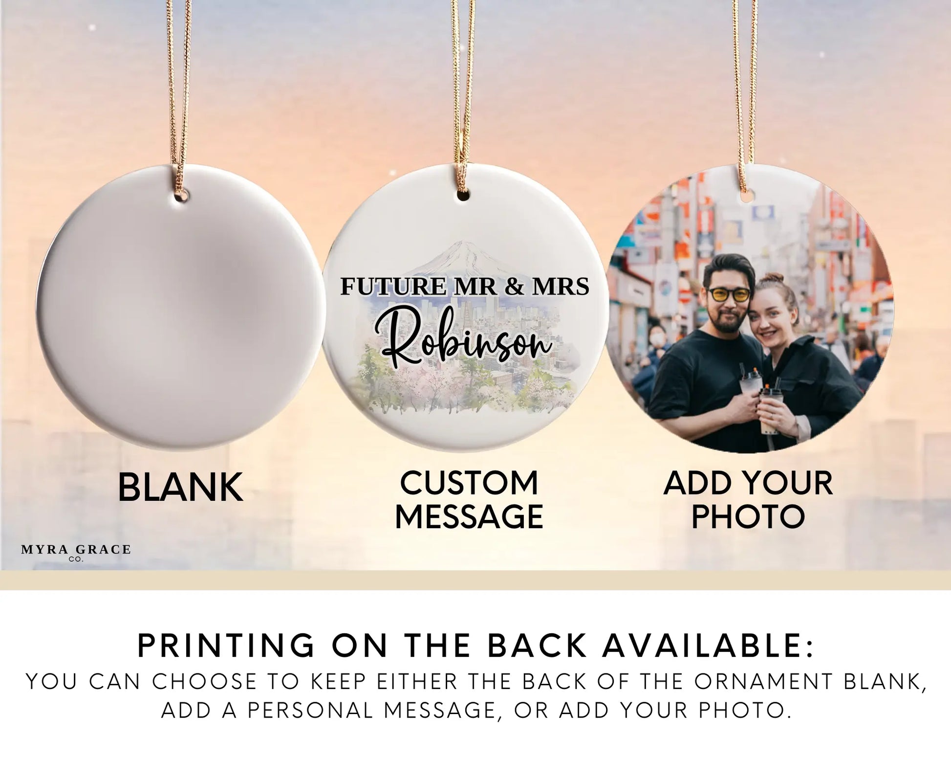 Tokyo Engagement Ornament Custom Gift Souvenir Bauble Present. Add photo. Photo ornament