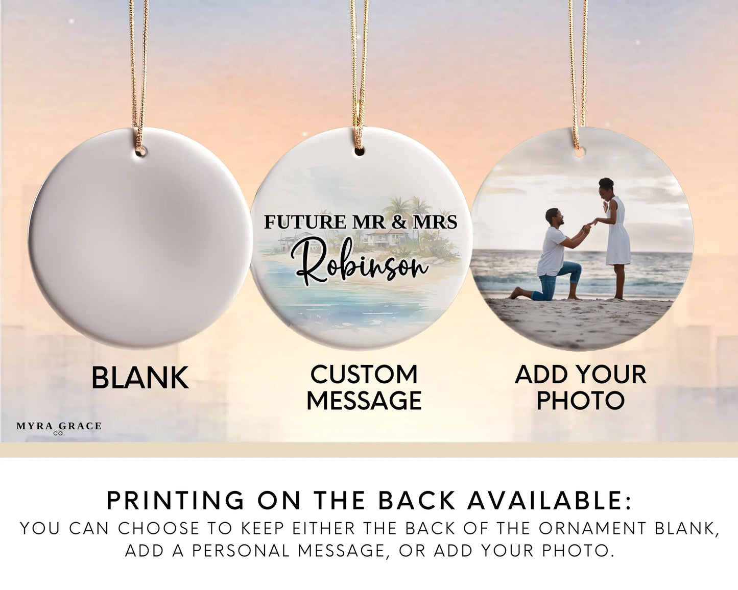 Turks and Caicos Engagement Ornament Custom Gift Souvenir Bauble Present. Add your photo. Photo ornament
