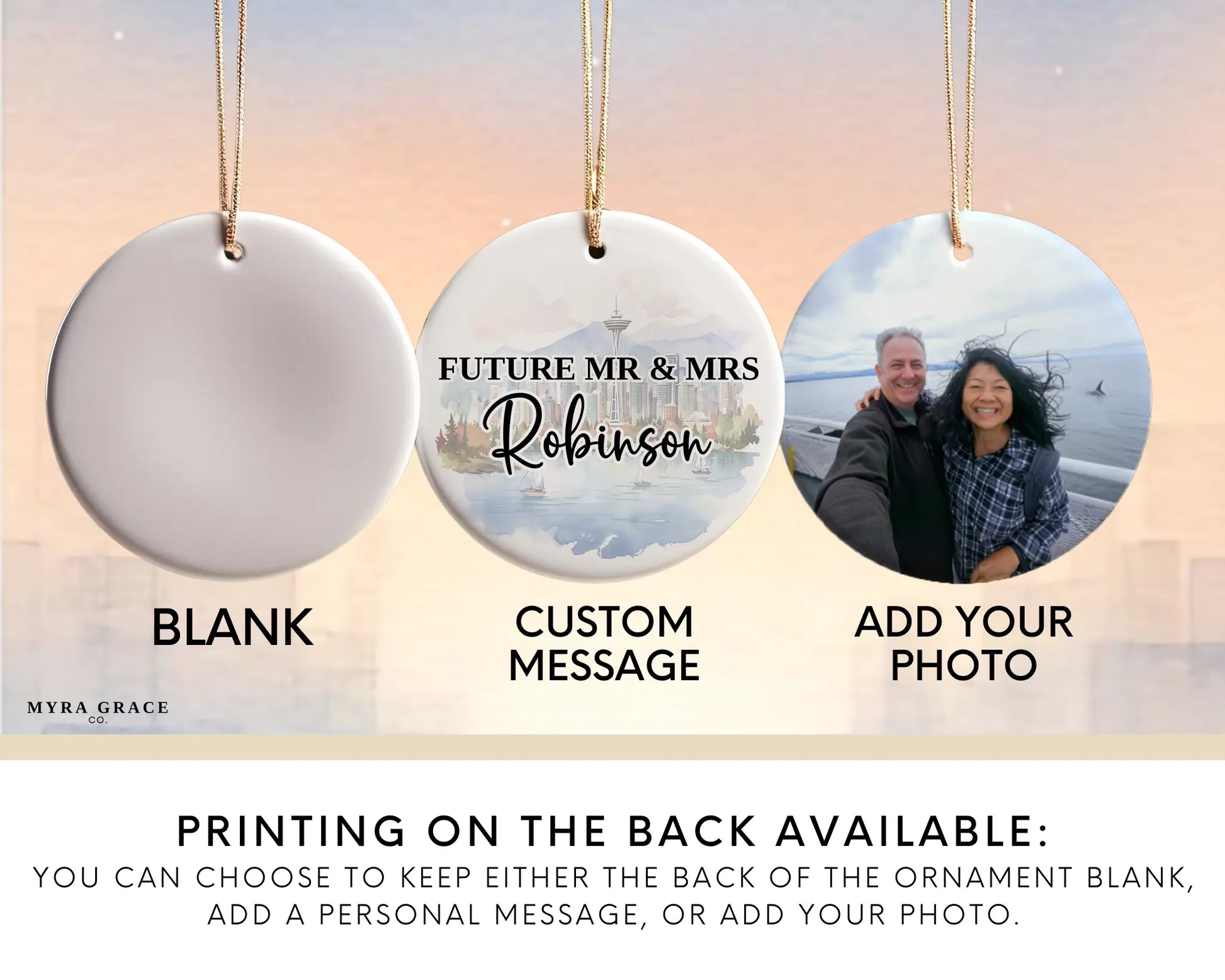 Vancouver Engagement Ornament Custom Gift Souvenir Bauble Present. Add your photo. Photo ornament