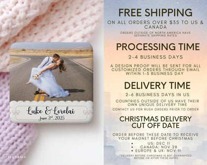 Wedding Magnet Custom Personalized Gift Souvenir Present. Free Shipping