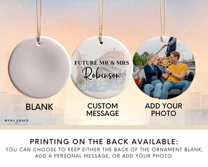 Venice Engagement Ornament Custom Gift Souvenir Bauble Present. Add your photo. Photo ornament
