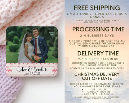 Wedding Magnet Custom Personalized Gift Souvenir Present. Free shipping