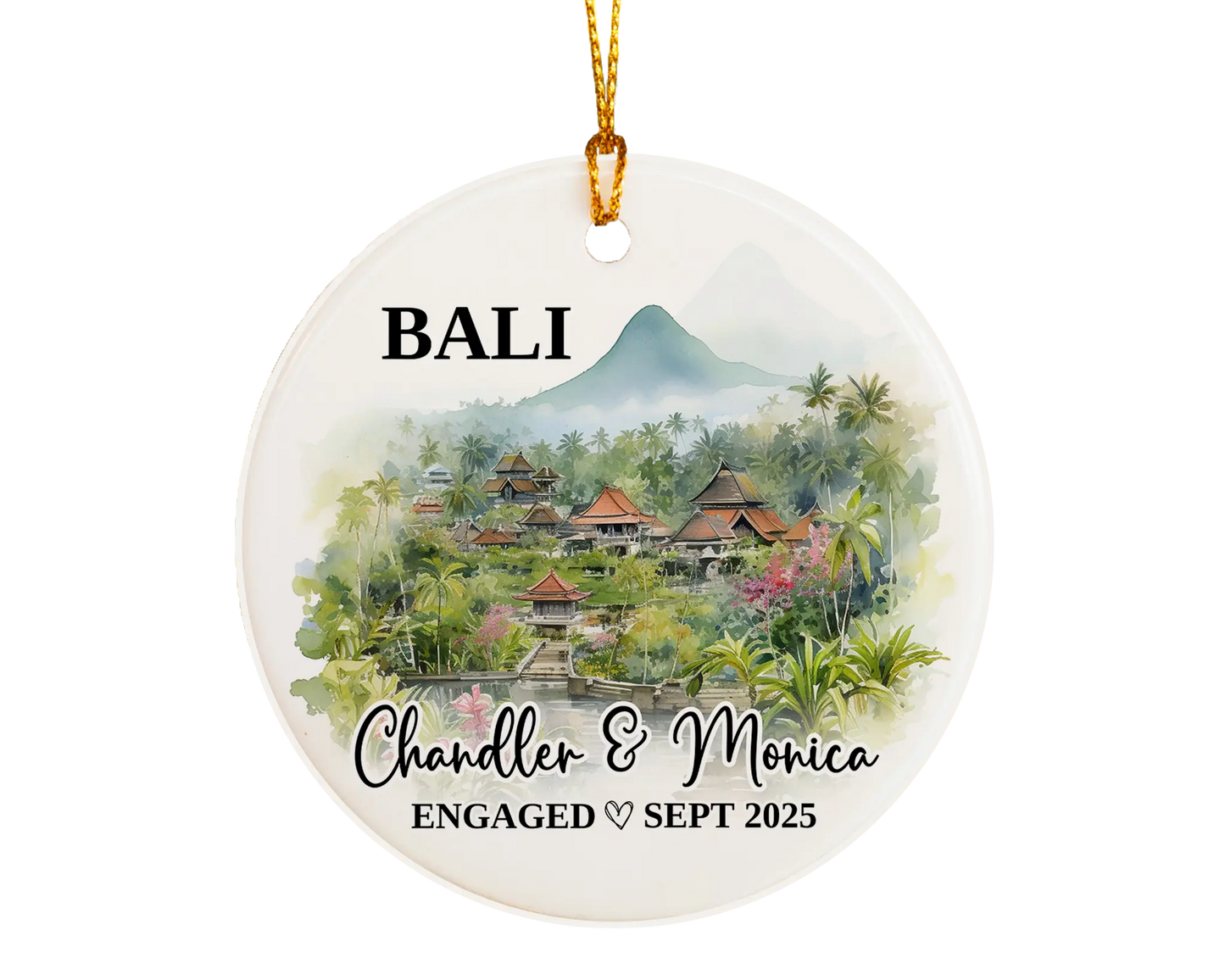 Bali Engagement Ornament Custom Gift Souvenir Bauble Present