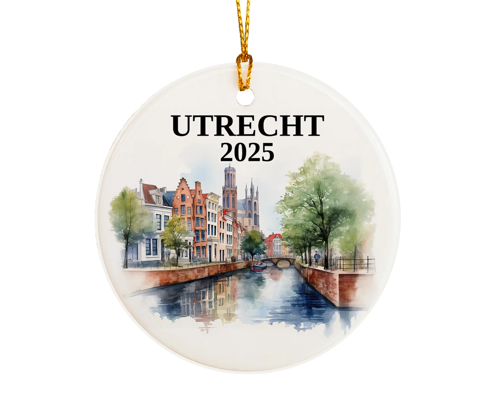 Utrecht Netherlands Ornament Custom Gift Souvenir Bauble. Custom Utrecht Netherlands ceramic photo ornament with personalized message – handmade Christmas bauble, gift souvenir, or vacation keepsake.  