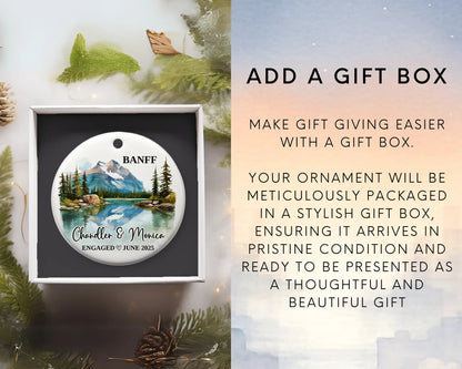 Banff Engagement Ornament Custom Gift Souvenir Bauble Present. Add Gift Box