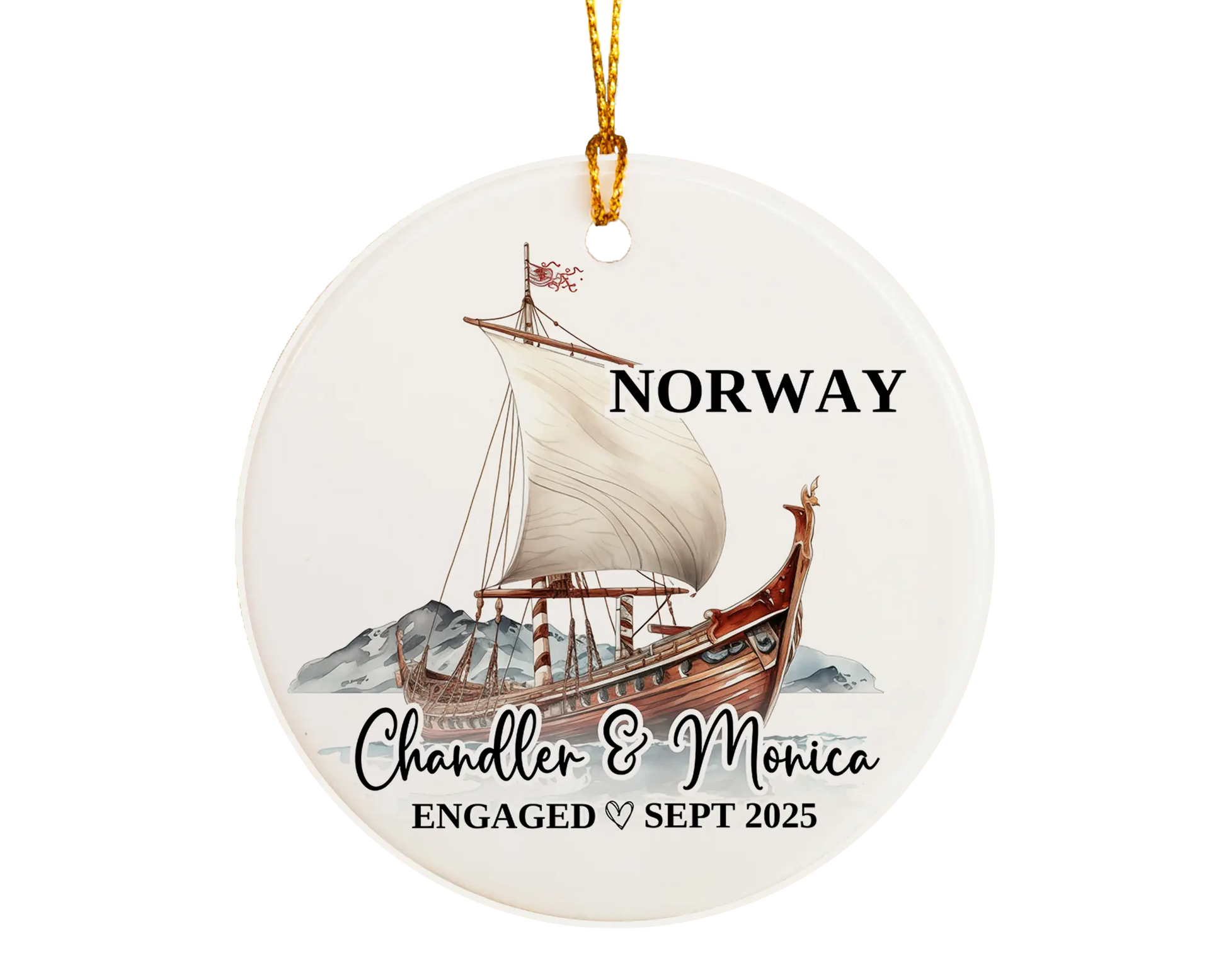 Norway Engagement Ornament Custom Gift Souvenir Bauble Present