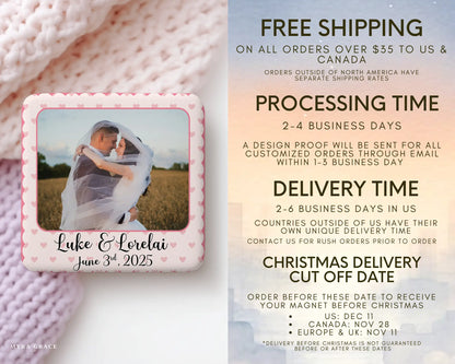 Wedding Magnet Custom Personalized Gift Souvenir Present. Free shipping