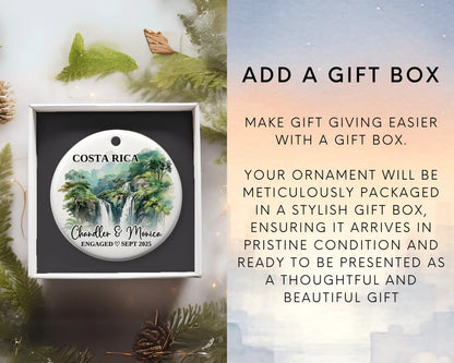 Costa Rica Engagement Ornament Custom Gift Souvenir Bauble Present. Add Gift box