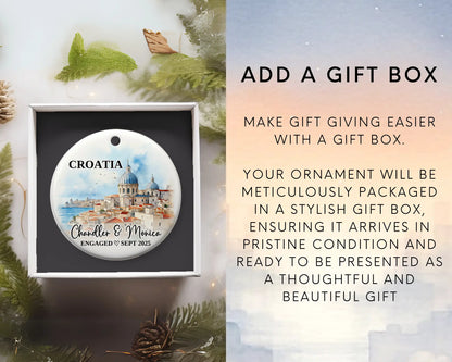 Croatia Engagement Ornament Custom Gift Souvenir Bauble Present. Add gift box