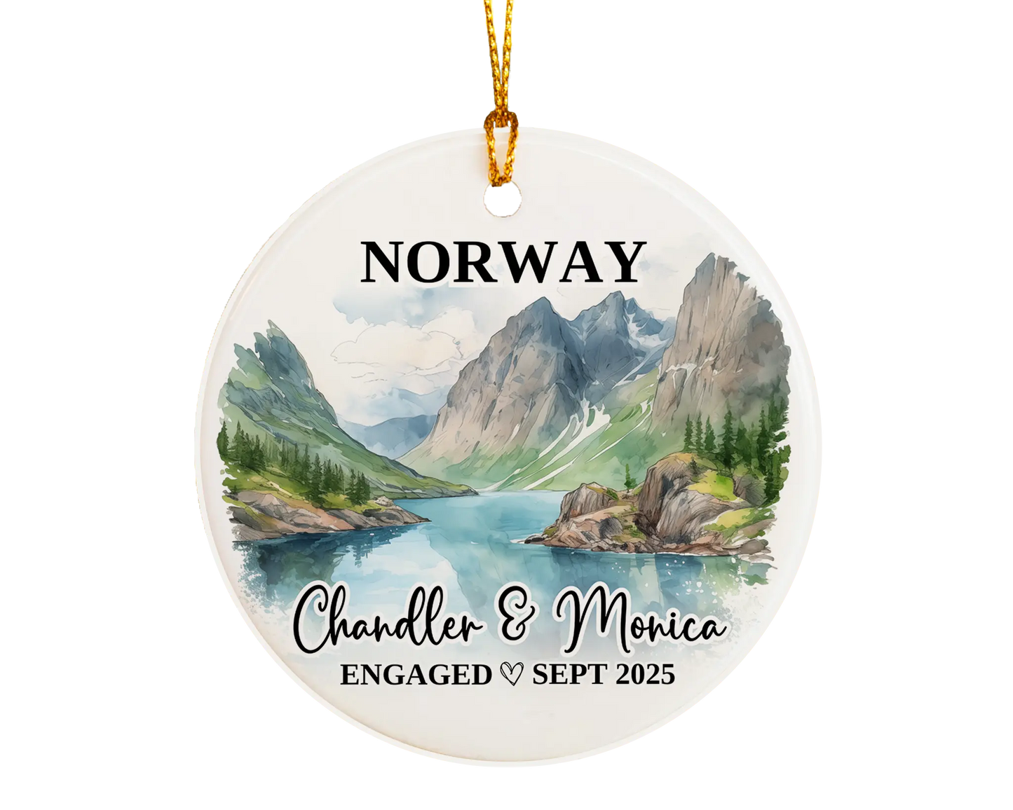 Norway Engagement Ornament Custom Gift Souvenir Bauble Present