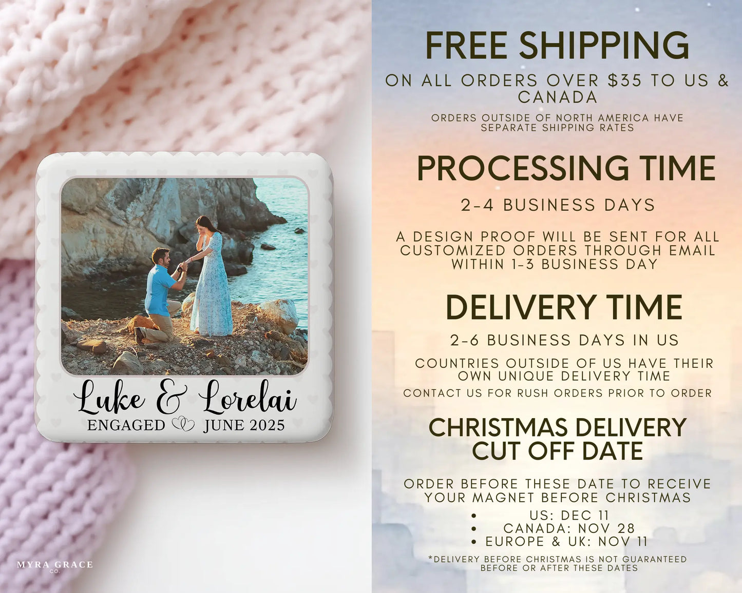 Engagement Magnet Custom Personalized Gift Souvenir Present. Free shipping