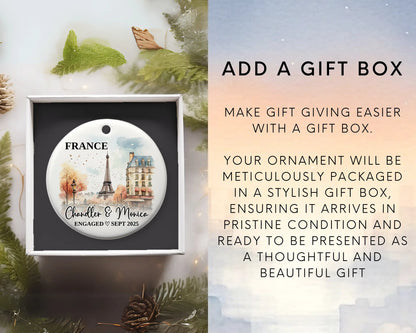 France Engagement Ornament Custom Gift Souvenir Bauble Present. Gift box