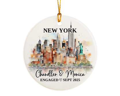 New York Engagement Ornament Custom Gift Souvenir Bauble Present