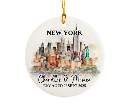 New York Engagement Ornament Custom Gift Souvenir Bauble Present