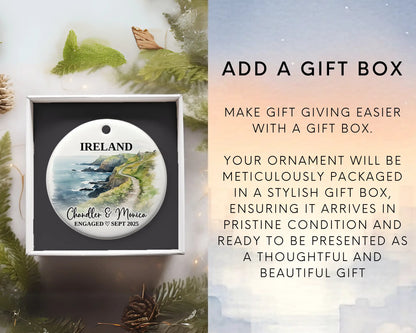 Ireland Engagement Ornament Custom Gift Souvenir Bauble Present. Add gift box