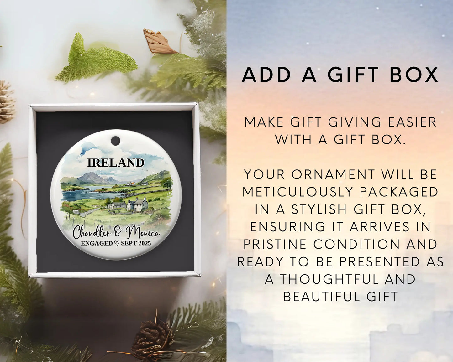 Ireland Engagement Custom Ornament, Ireland Bauble