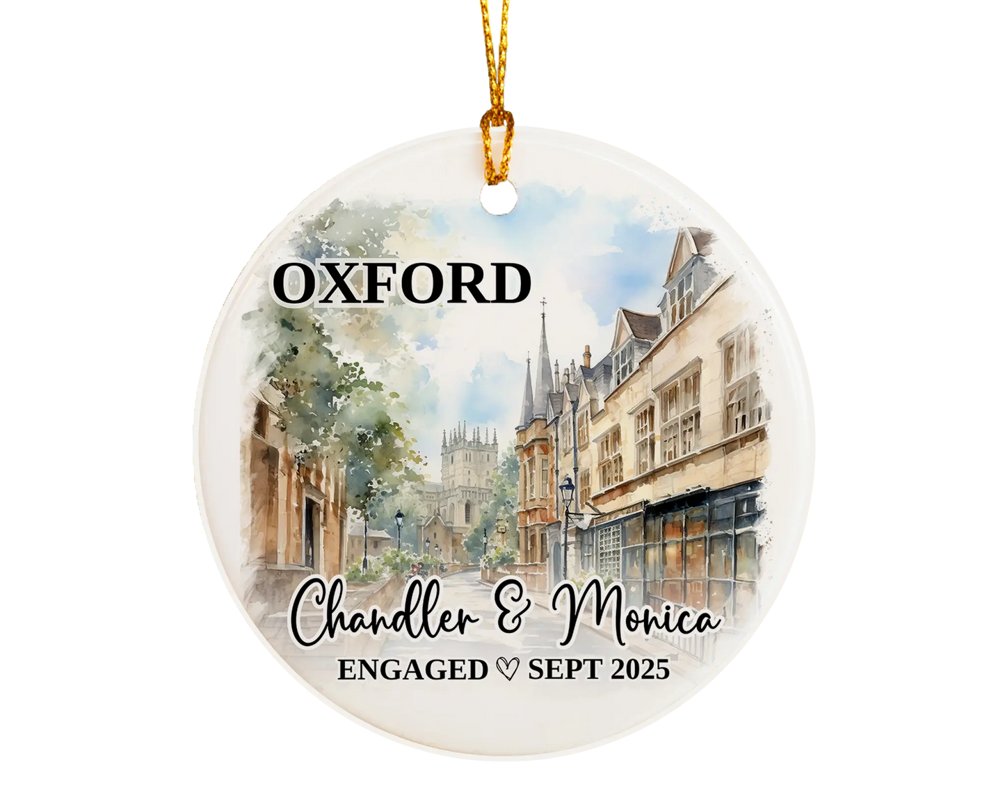 Oxford Engagement Custom Ornament, Oxford Bauble, England