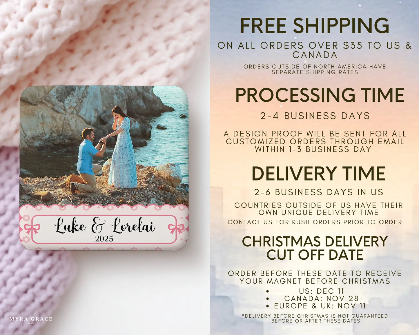 Engagement Magnet Custom Personalized Gift Souvenir Present. Free Shipping