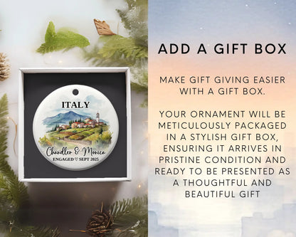 Italy Engagement Ornament Custom Gift Souvenir Bauble Present. Add Gift Box