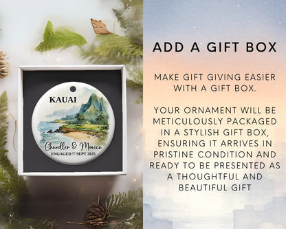 Kauai Engagement Ornament Custom Gift Souvenir Bauble Present. Add Gift Box