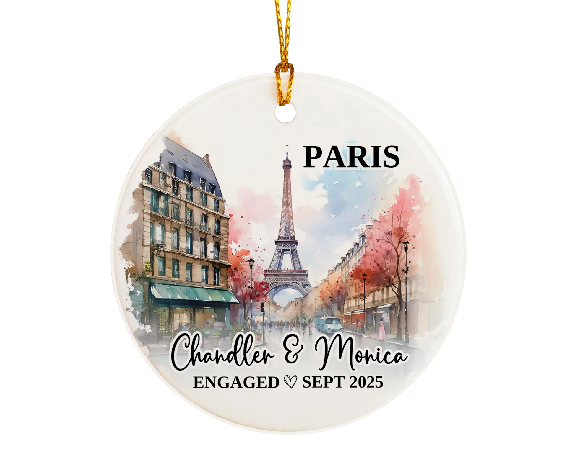Paris Engagement Ornament Custom Gift Souvenir Bauble Present