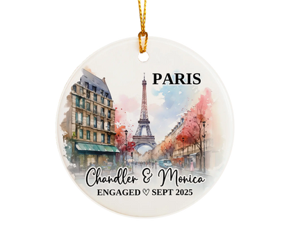 Paris Engagement Ornament Custom Gift Souvenir Bauble Present