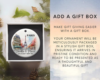 Paris Engagement Ornament Custom Gift Souvenir Bauble Present. Add gift box