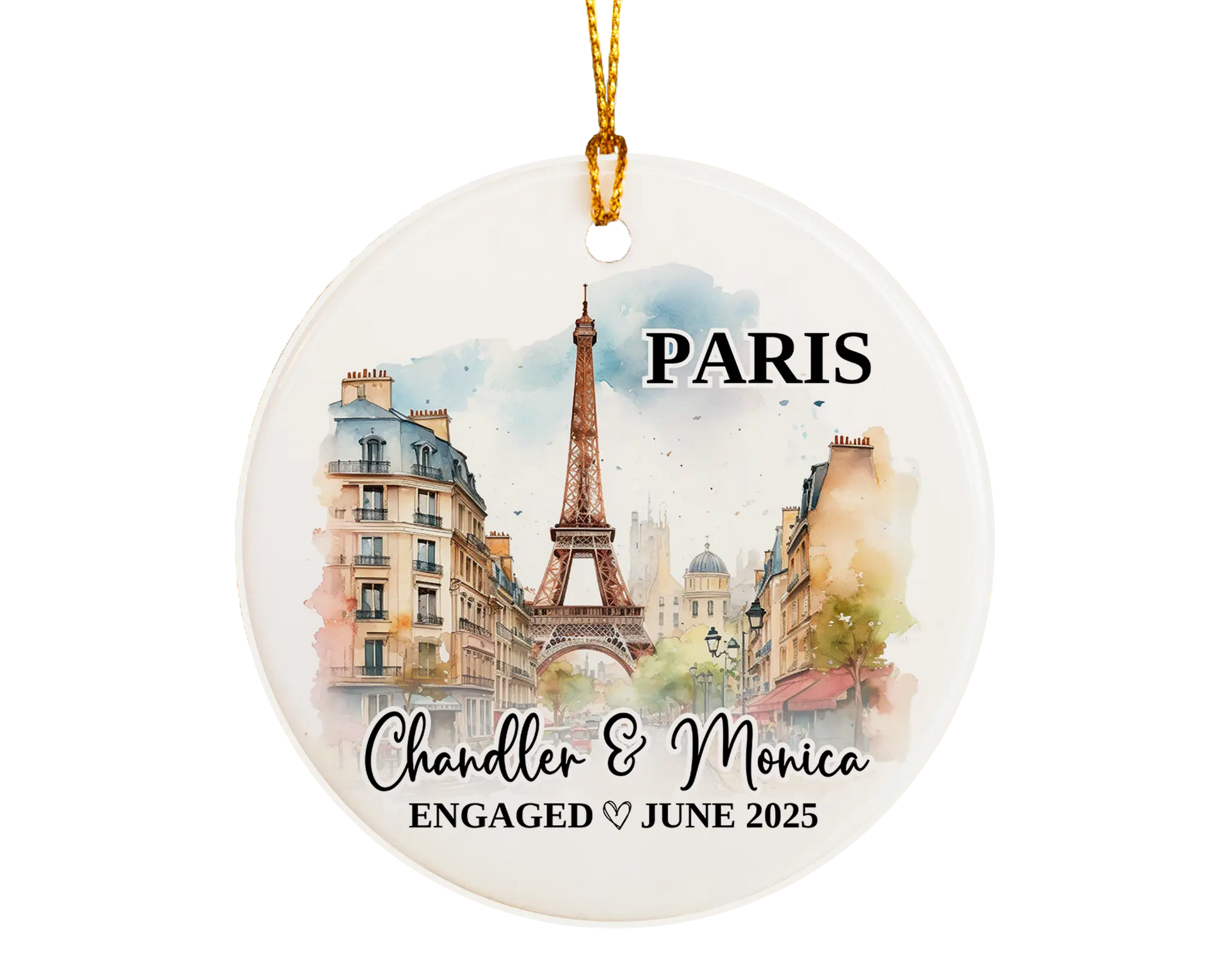 Paris Engagement Ornament Custom Gift Souvenir Bauble Present
