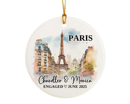 Paris Engagement Ornament Custom Gift Souvenir Bauble Present