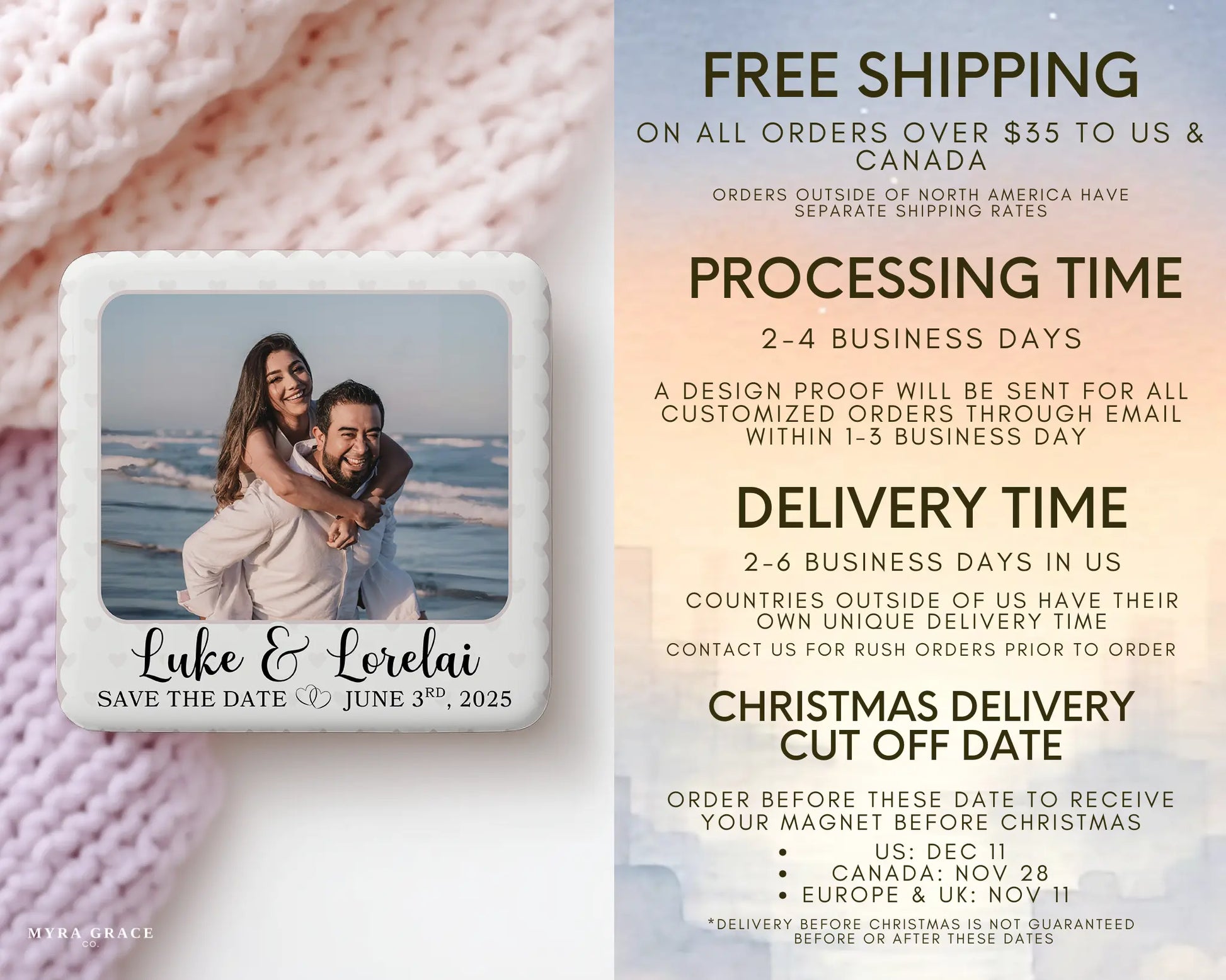 Save the Date Magnet Custom Personalized Gift Souvenir Present. Free shipping