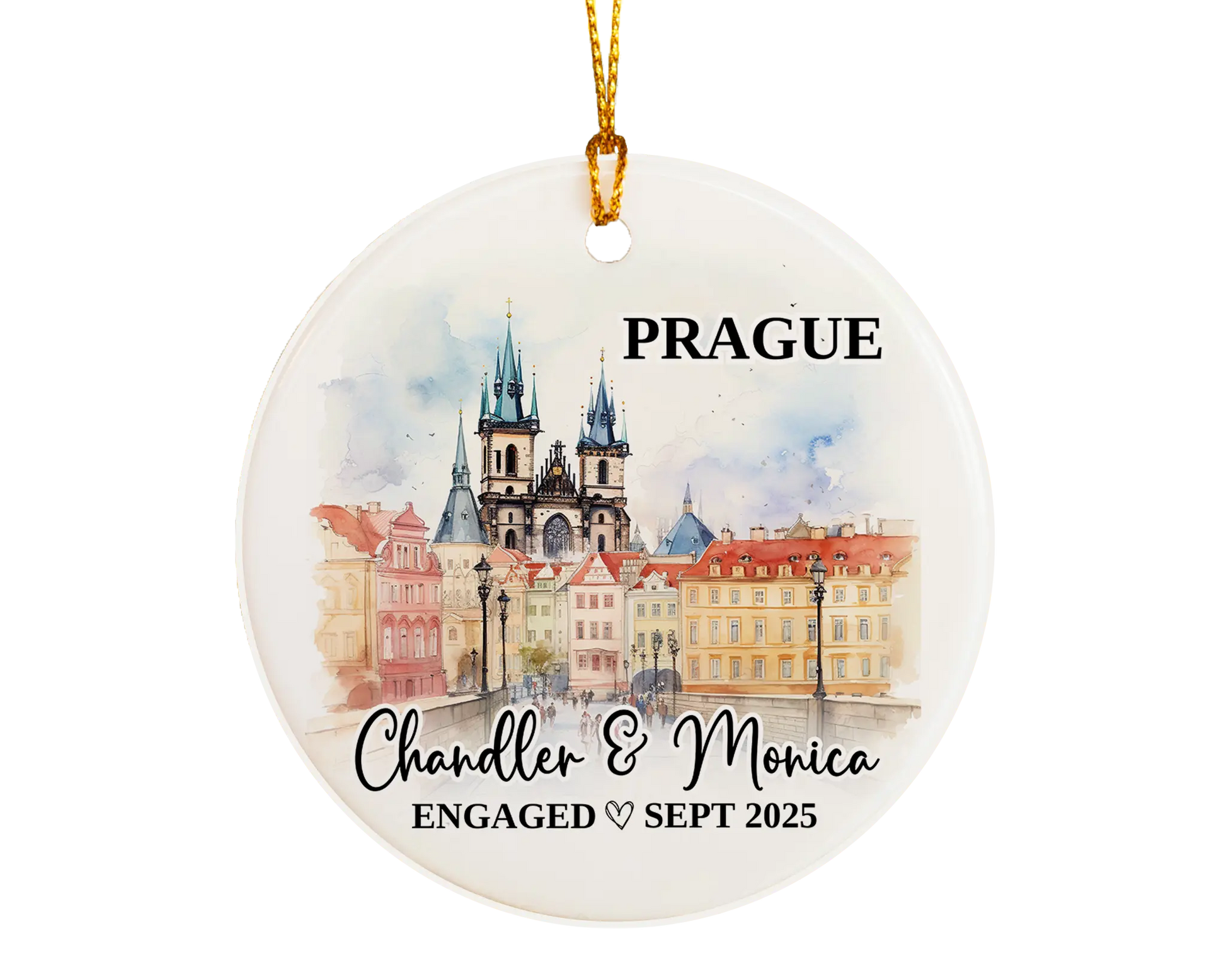 Prague Engagement Ornament Custom Gift Souvenir Bauble Present