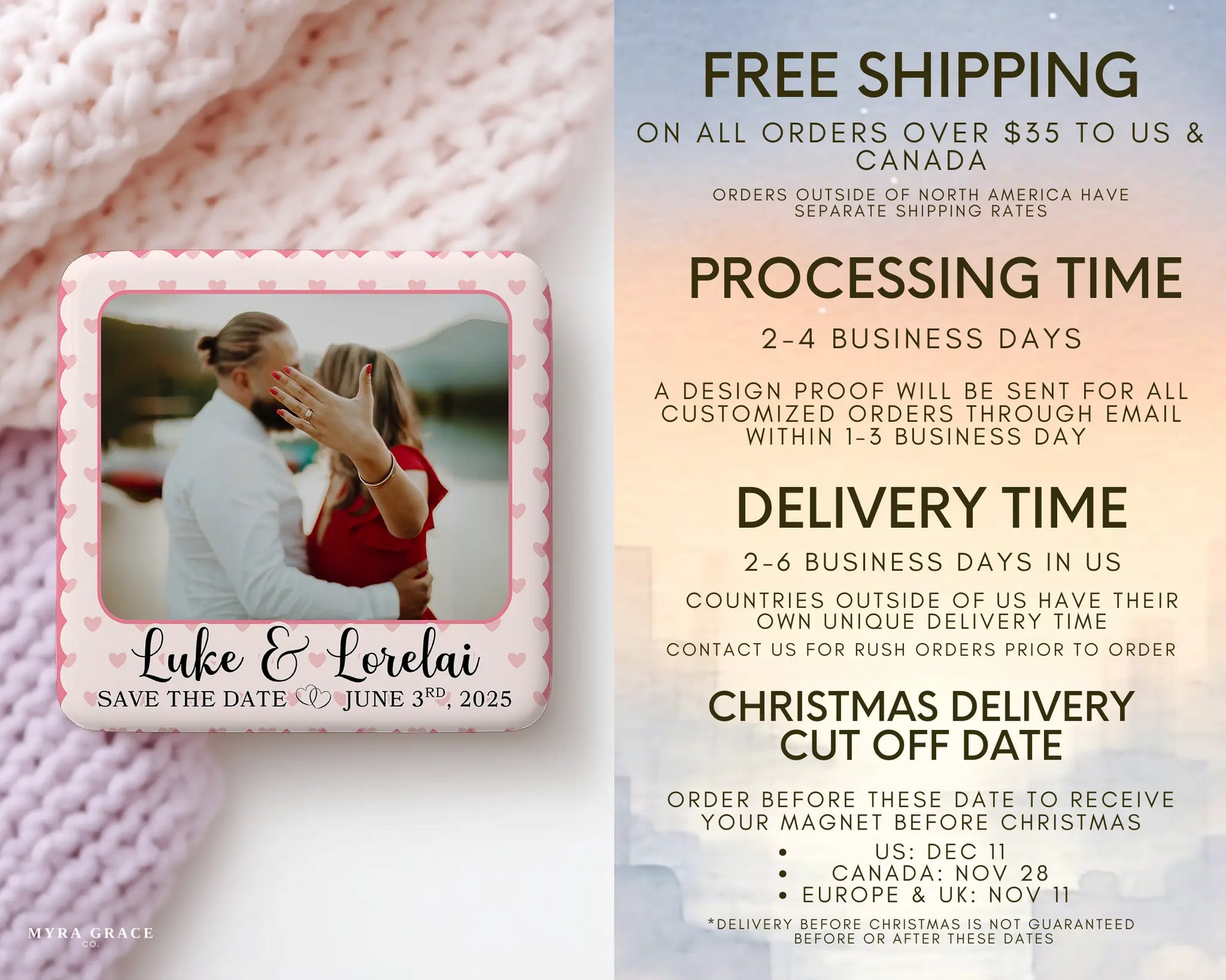 Save the Date Magnet Custom Personalized Gift Souvenir Present. Free shipping