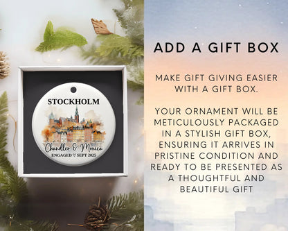 Stockholm Engagement Ornament Custom Gift Souvenir Bauble Present. Add gift box