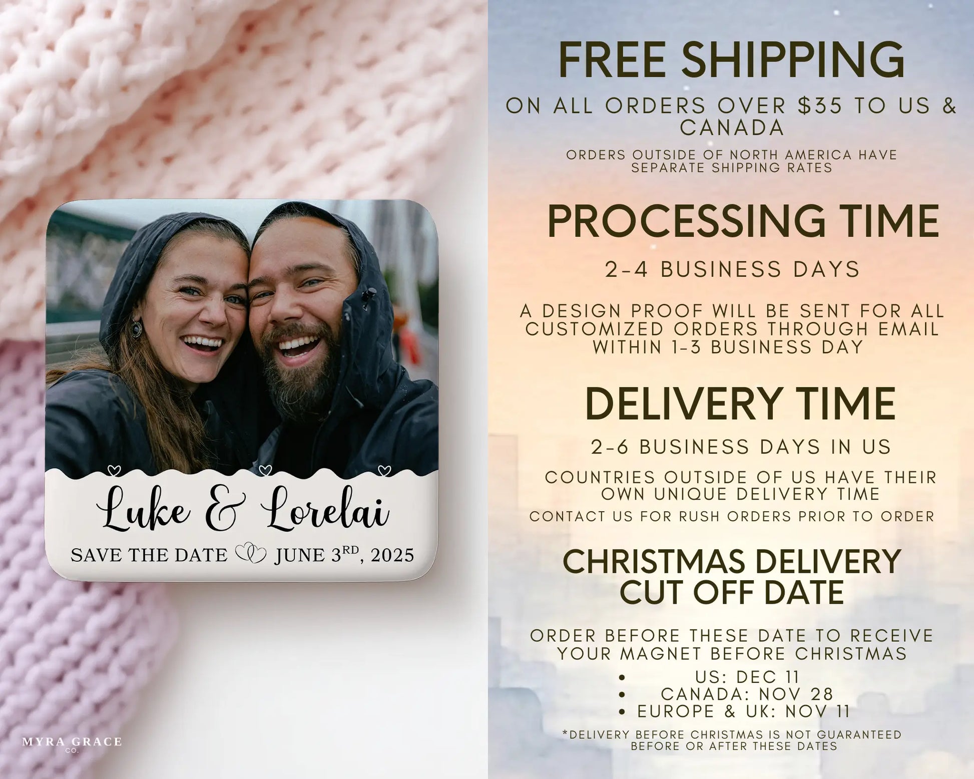 Save the Date Magnet Custom Personalized Gift Souvenir Present. Free shipping
