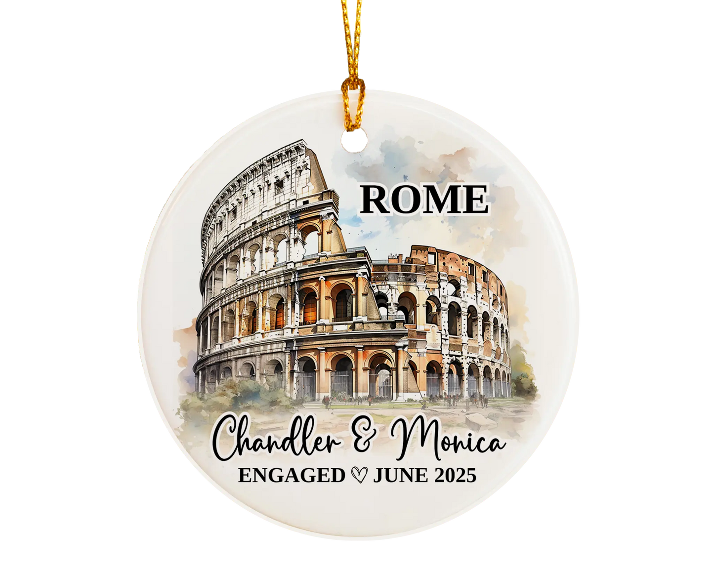 Rome Engagement Ornament Custom Gift Souvenir Bauble Present
