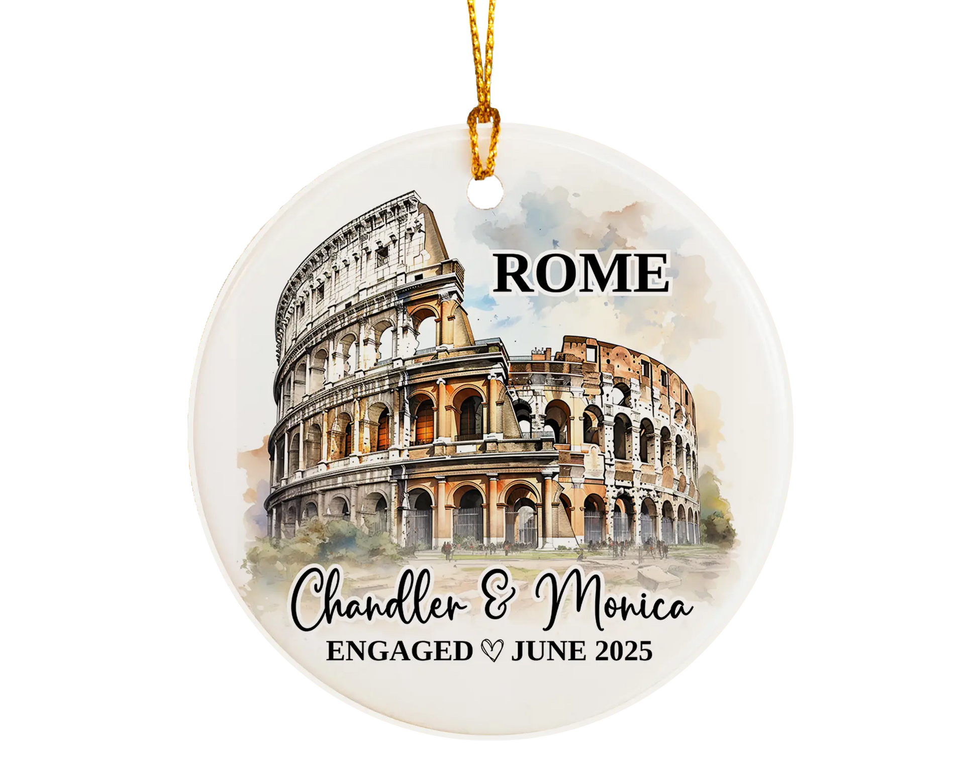 Rome Engagement Ornament Custom Gift Souvenir Bauble Present