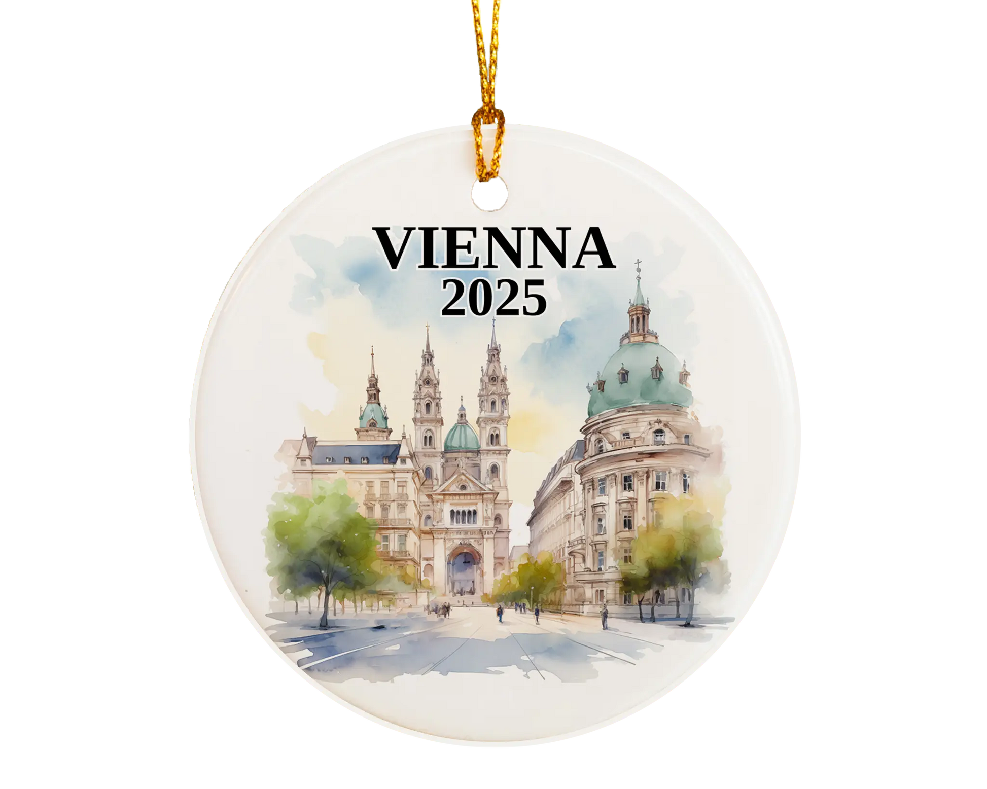 Vienna Austria Ornament Custom Gift Souvenir Bauble. Custom Vienna Austria ceramic photo ornament with personalized message – handmade Christmas bauble, gift souvenir, or vacation keepsake. 