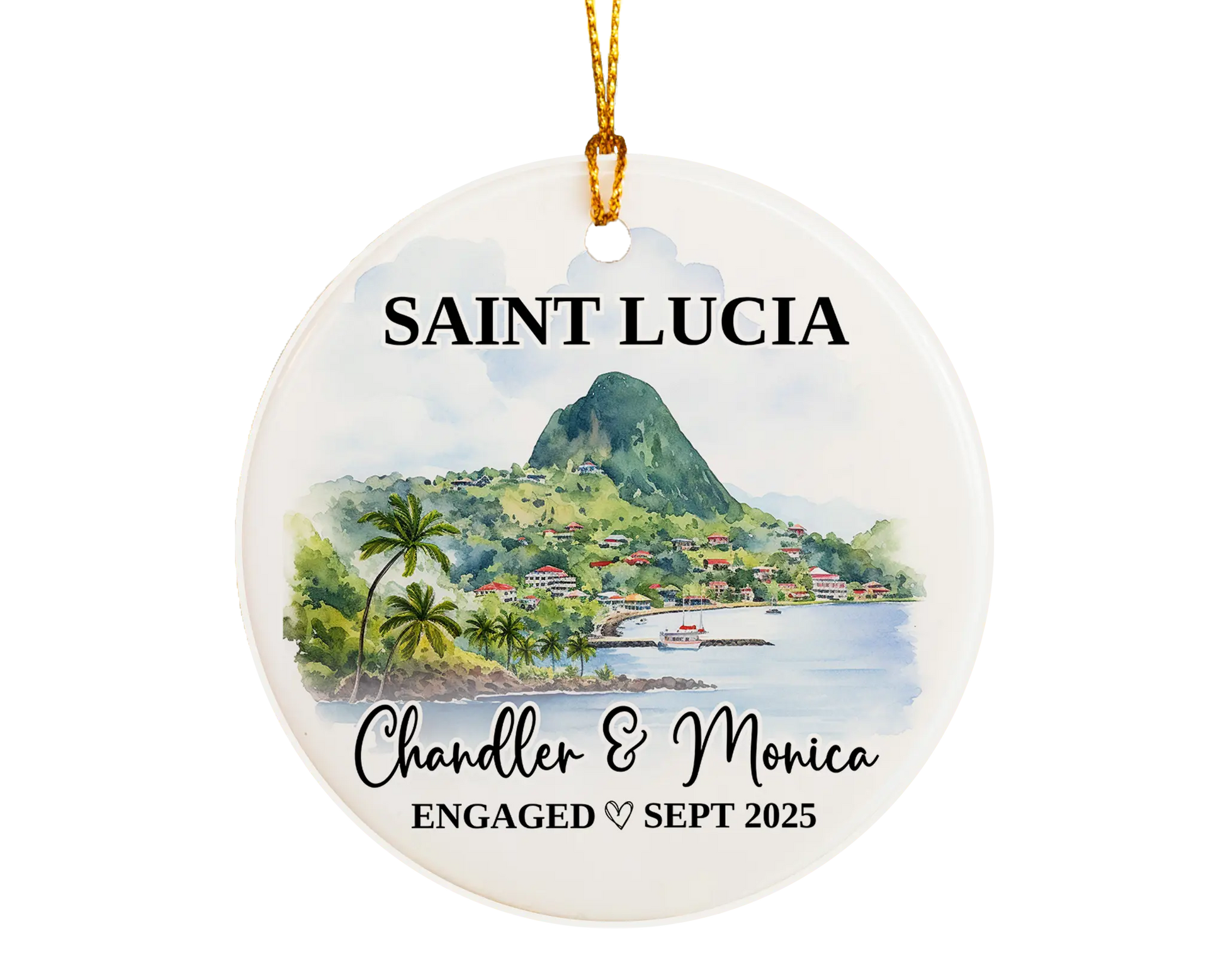 Saint Lucia Engagement Ornament Custom Gift Souvenir Bauble Present