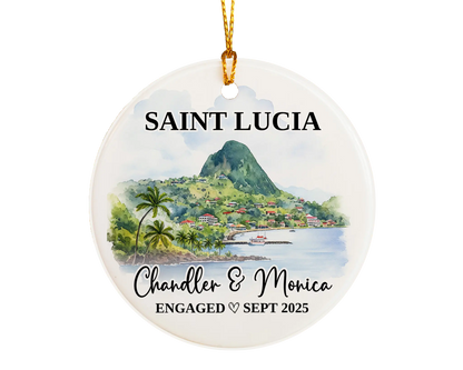 Saint Lucia Engagement Ornament Custom Gift Souvenir Bauble Present