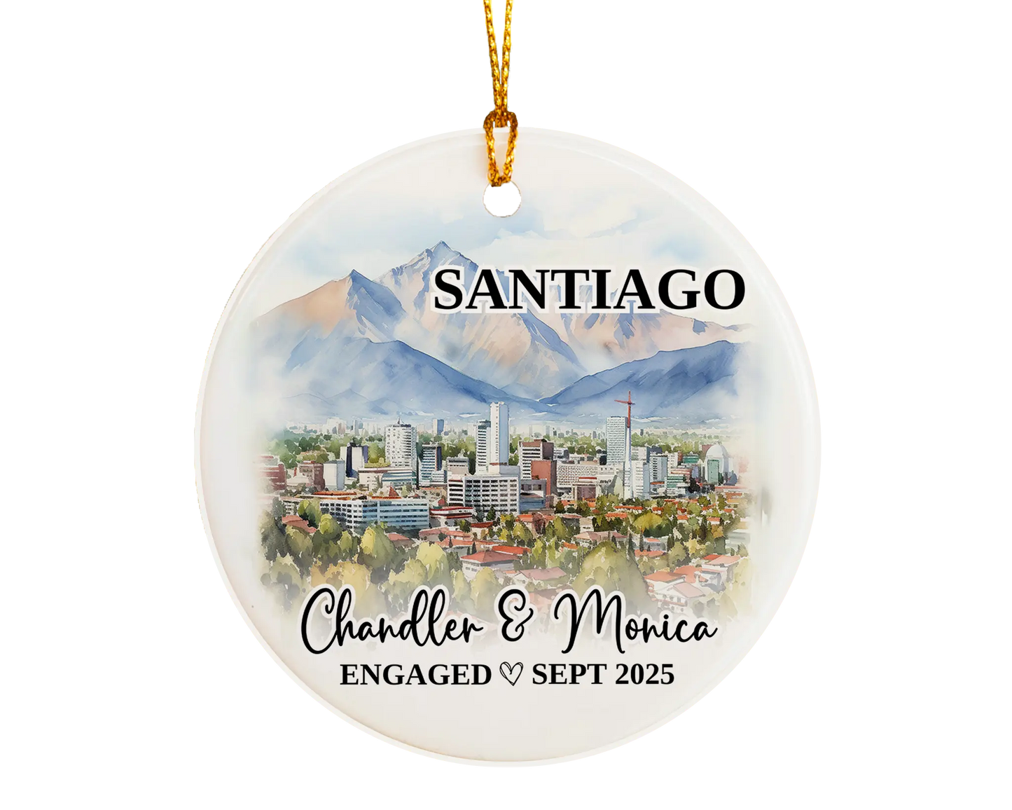 Santiago Engagement Ornament Custom Gift Souvenir Bauble Present