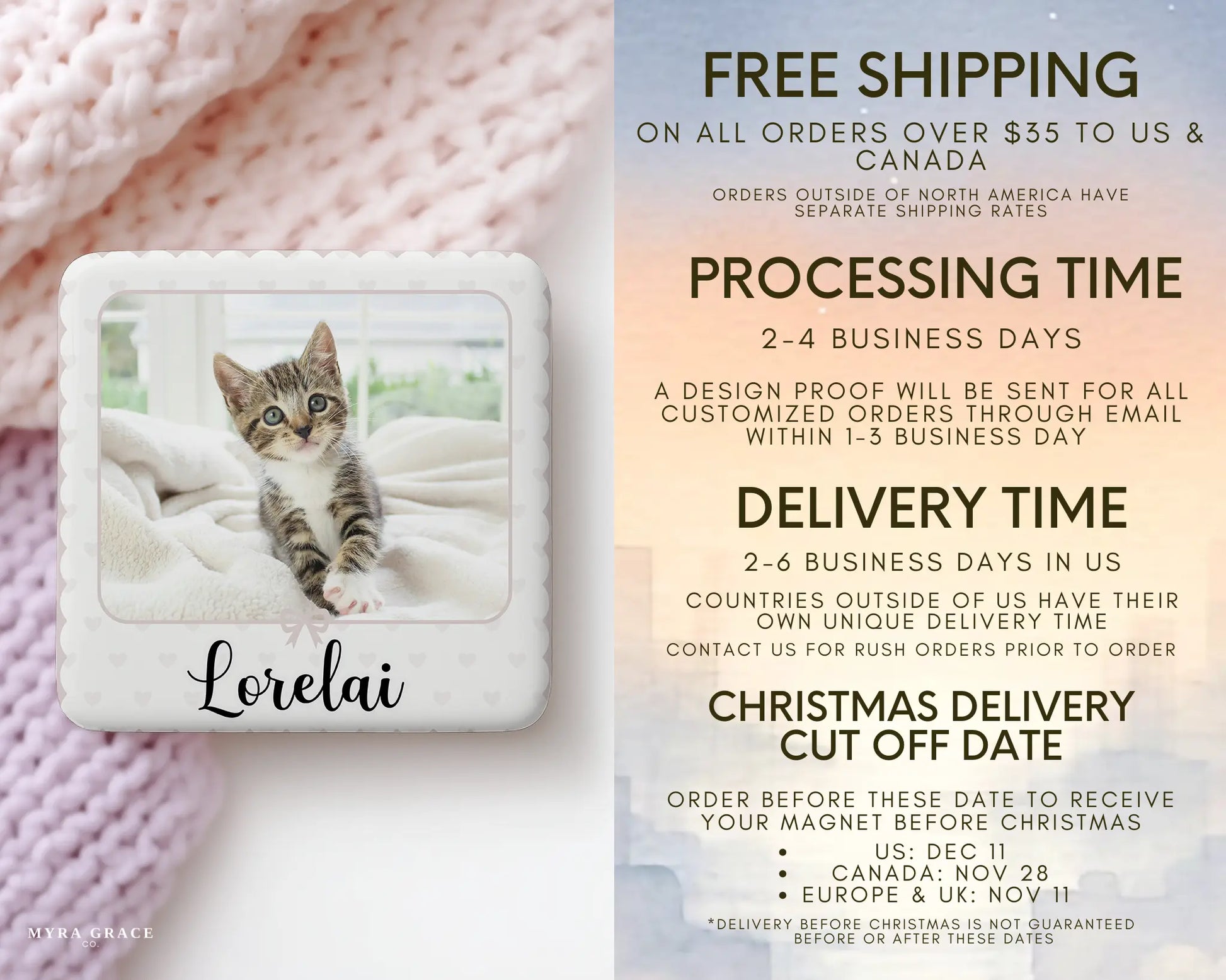 Cat Magnet Custom Personalized Gift Souvenir Present. Free shipping