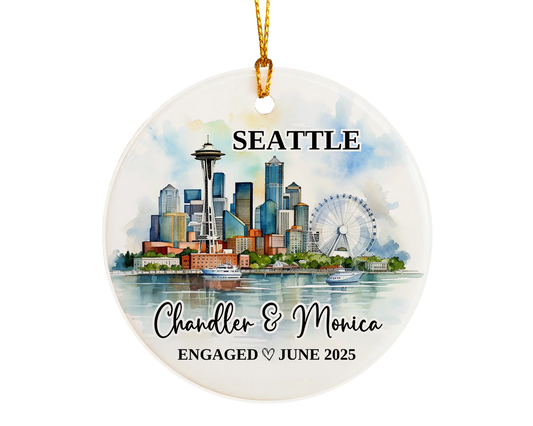 Seattle Engagement Ornament Custom Gift Souvenir Bauble Present