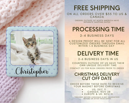 Cat Magnet Custom Personalized Gift Souvenir Present. Free shipping