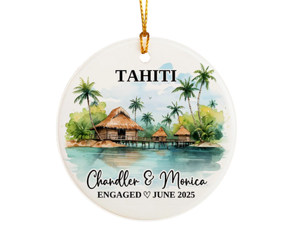 Tahiti Engagement Ornament Custom Gift Souvenir Bauble Present
